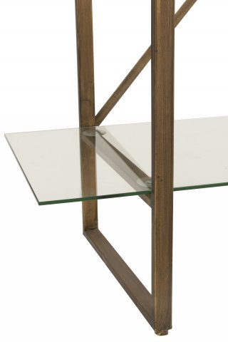 Étagère rectangulaire 4 niveaux TOTA en verre et métal or.
